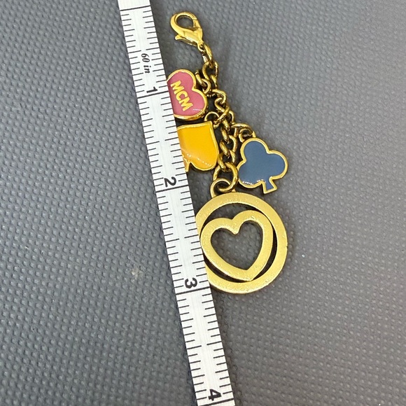 EUC MCM Gold Bag Charm with Heart and Colorful Charms Keychain - Picture 6 of 7